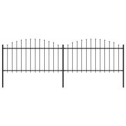 vidaXL Trädgårdsstaket med spjuttopp stål (1,25-1,5)x3,4 m svart