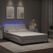 vidaXL Sängram med LED-belysning vit 140x200 cm konstläder