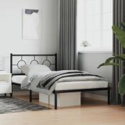 vidaXL Sängram med huvudgavel metall svart 107x203 cm