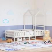 vidaXL Sängram med tak vit 75x190 cm massiv furu
