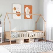 vidaXL Barnsäng med husram 90x200 cm massiv furu