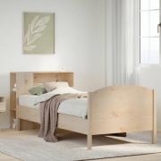 vidaXL Säng med bokhylla utan madrass 100x200cm massiv furu