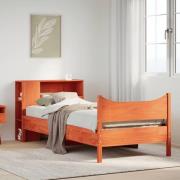 vidaXL Sängram utan madrass vaxbrun 75x190 cm massiv furu