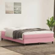vidaXL Ramsäng med madrass rosa 140x210 cm sammet
