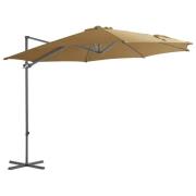vidaXL Frihängande trädgårdsparasoll med stålstång taupe 300 cm