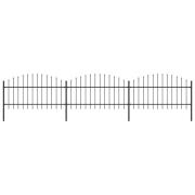 vidaXL Trädgårdsstaket med spjuttopp stål (1-1,25)x5,1 m svart