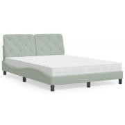 vidaXL Bed with Mattress Light Grey 140x200 cm Velvet