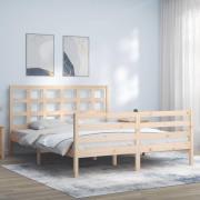 vidaXL Sängram med huvudgavel 160x200 cm massivt trä