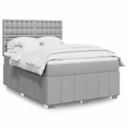 vidaXL Ramsäng med madrass ljusgrå 140x190 cm tyg