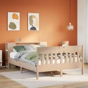 vidaXL Säng med bokhylla utan madrass 140x190cm massiv furu