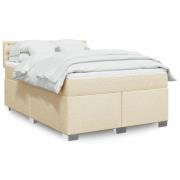 vidaXL Ramsäng med madrass gräddvit 140x190 cm tyg