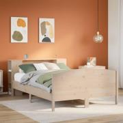 vidaXL Säng med bokhylla utan madrass 120x190 cm massiv furu