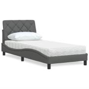 vidaXL Säng med madrass mörkgrå 90x190 cm tyg