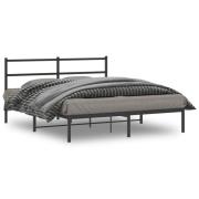 vidaXL Sängram med huvudgavel metall svart 150x200 cm