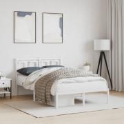 vidaXL Sängram med huvudgavel metall vit 120x190 cm