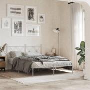 vidaXL Sängram med huvudgavel metall vit 135x190 cm