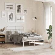 vidaXL Sängram med huvudgavel metall vit 120x190 cm