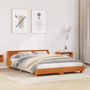 vidaXL Sängram utan madrass vaxbrun 140x190 cm massiv furu