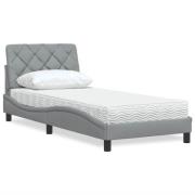 vidaXL Bed with Mattress Light Grey 90x190 cm Fabric