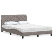 vidaXL Säng med madrass taupe 120x200 cm tyg