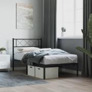 vidaXL Sängram med huvudgavel metall svart 90x190 cm