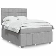 vidaXL Ramsäng med madrass ljusgrå 140x190 cm tyg