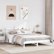 vidaXL Sängram utan madrass vit 140x190 cm massiv furu