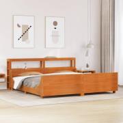 vidaXL Sängram utan madrass vaxbrun 180x200 cm massiv furu