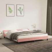 vidaXL Sängram med huvudgavel utan madrass rosa 180x200 cm sammet