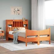 vidaXL Sängram utan madrass vaxbrun 120x190 cm massiv furu