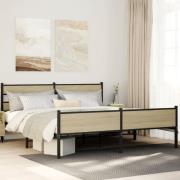vidaXL Sängram utan madrass metall sonoma-ek 193x203 cm