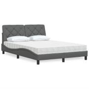vidaXL Bed with Mattress Dark Grey 140x190 cm Fabric