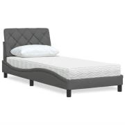 vidaXL Säng med madrass mörkgrå 80x200 cm tyg