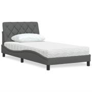 vidaXL Säng med madrass mörkgrå 100x200 cm tyg