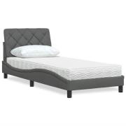 vidaXL Bed with Mattress Dark Grey 90x200 cm Fabric
