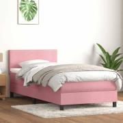 vidaXL Ramsäng med madrass rosa 80x220 cm sammet
