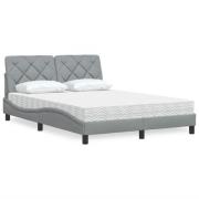 vidaXL Bed with Mattress Light Grey 140x200 cm Fabric
