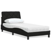 vidaXL Säng med madrass svart 90x200 cm tyg