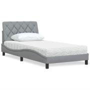 vidaXL Bed with Mattress Light Grey 100x200 cm Fabric
