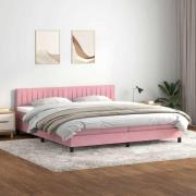 vidaXL Ramsäng med madrass rosa 200x210 cm sammet