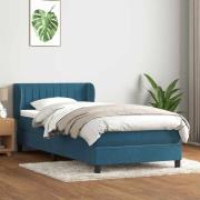 vidaXL Resårsäng med madrass mörkblå 90x220 cm sammet