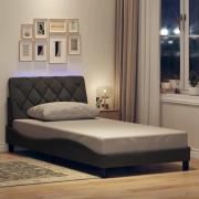 vidaXL Bed Frame with LED without Mattress Dark Grey 100x200 cm Fabric