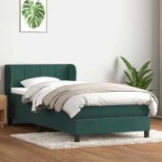 vidaXL Ramsäng med madrass mörkgrön 90x210 cm sammet