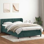 vidaXL Ramsäng med madrass mörkgrön 160x220 cm sammet