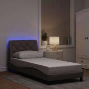 vidaXL Bed Frame with LED without Mattress Taupe 90x190 cm Fabric
