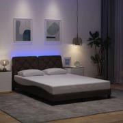 vidaXL Bed Frame with LED without Mattress Dark Brown 120x200 cm Fabri...