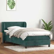 vidaXL Ramsäng med madrass mörkgrön 90x220 cm sammet
