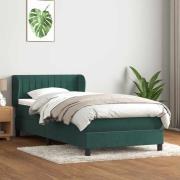 vidaXL Ramsäng med madrass mörkgrön 90x220 cm sammet