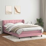 vidaXL Ramsäng med madrass rosa 140x220 cm sammet
