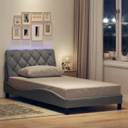 vidaXL Bed Frame with LED without Mattress Light Grey 100x200 cm Fabri...
